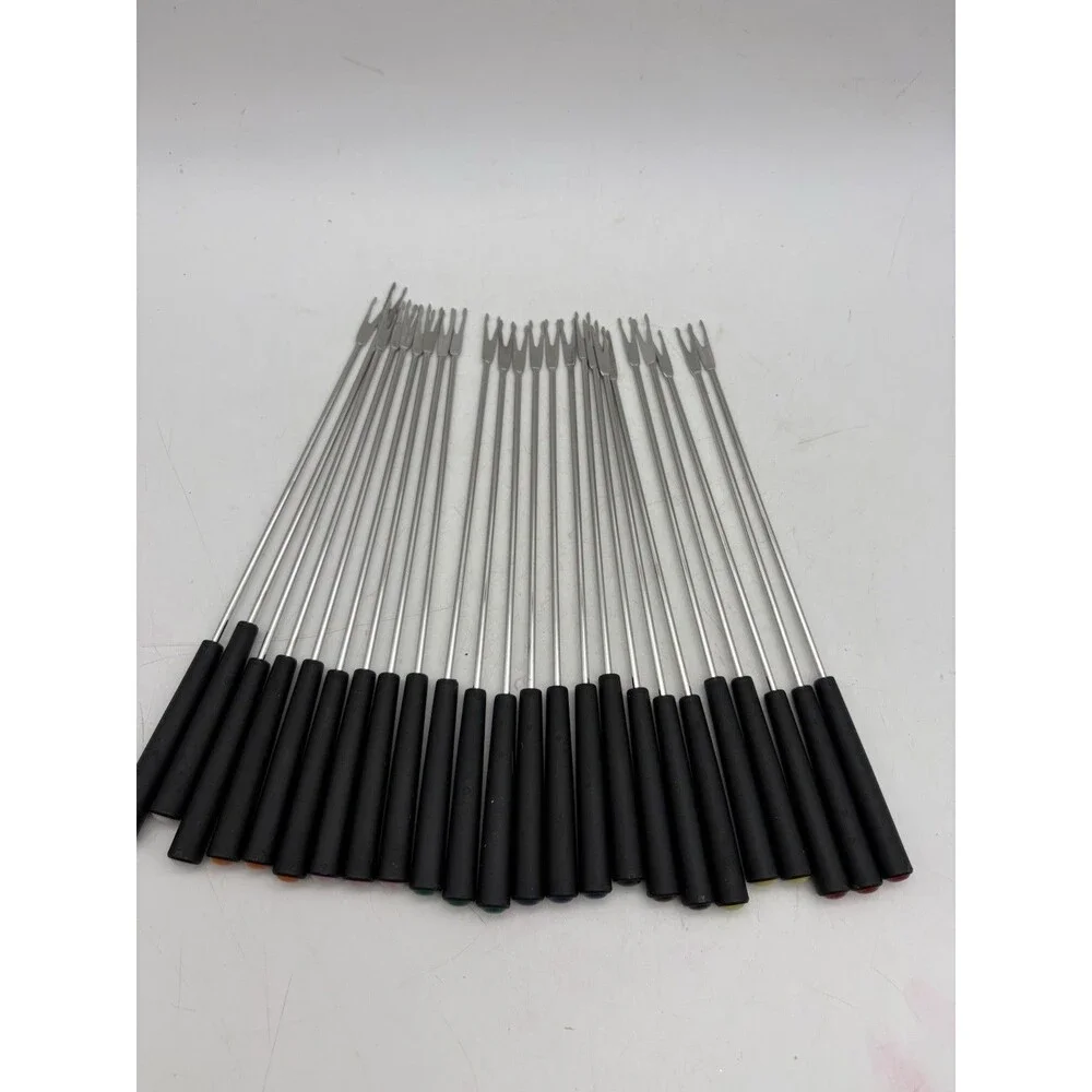 20 Color Coded Stainless Steel Fondue Forks Heat Resistant Handles Set